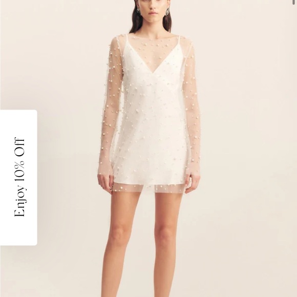 Shona Joy NWT Opaline Sheer Pearl Mini Dress